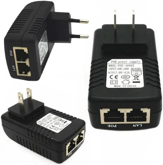 Alt view image 3 of 5 - Power Adapter Converter Network Device Supply Adapter US/EU POE Plug Wall Plug Injector Ethernet Adapter