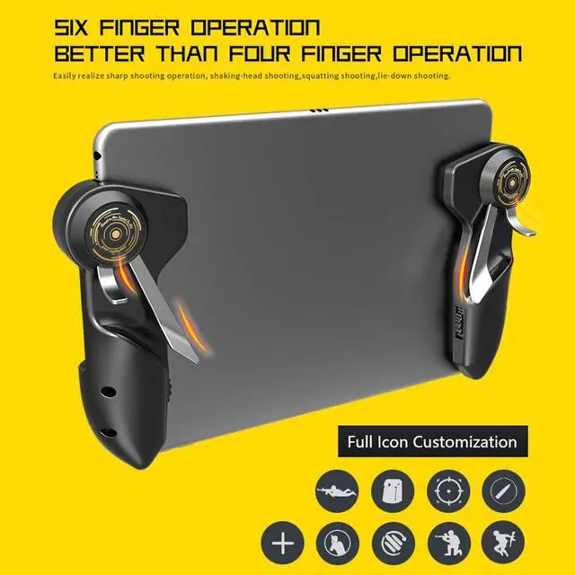 Alt view image 3 of 5 - AKpad6K 2pcs 6 Fingers Tablet Shooting Gaming Button Triggers Gamepad for Ipad Controller PUBG Game Controller Joystick