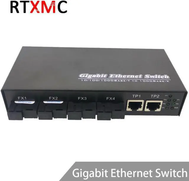 Main image of 4G2E 1000M Gigabit Ethernet switch Fiber Optical Media Converter Single Mode 4*1.25G Fiber SC 2RJ45  4SC port  2UTP single fiber