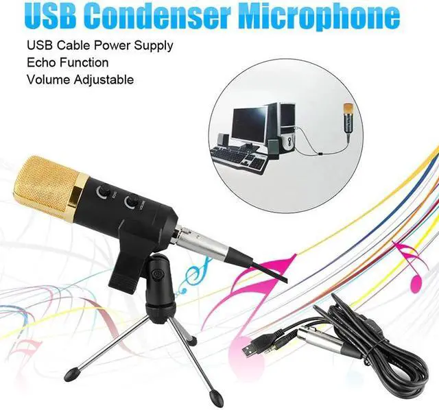Alt view image 3 of 5 - BM - 100FX USB Condenser Sound Recording Microphone with Braodcasting