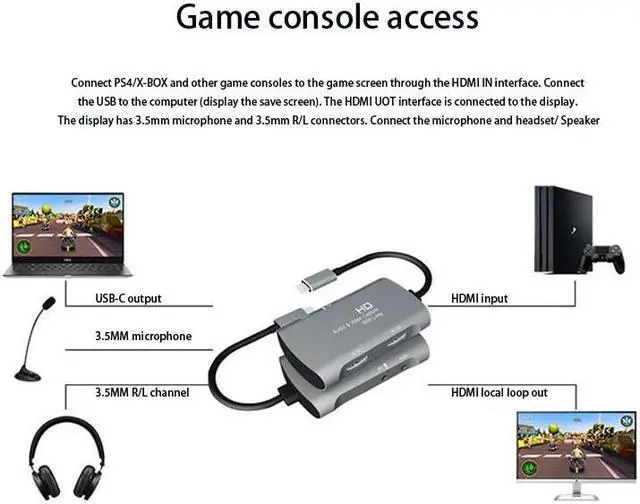 Alt view image 5 of 5 - 4K Video Capture Card 1080P 30Fps Full Hd USB Naar Hdmi Video Capture Recorder Apparaat Game Capture Box Voor Pc Mac Os