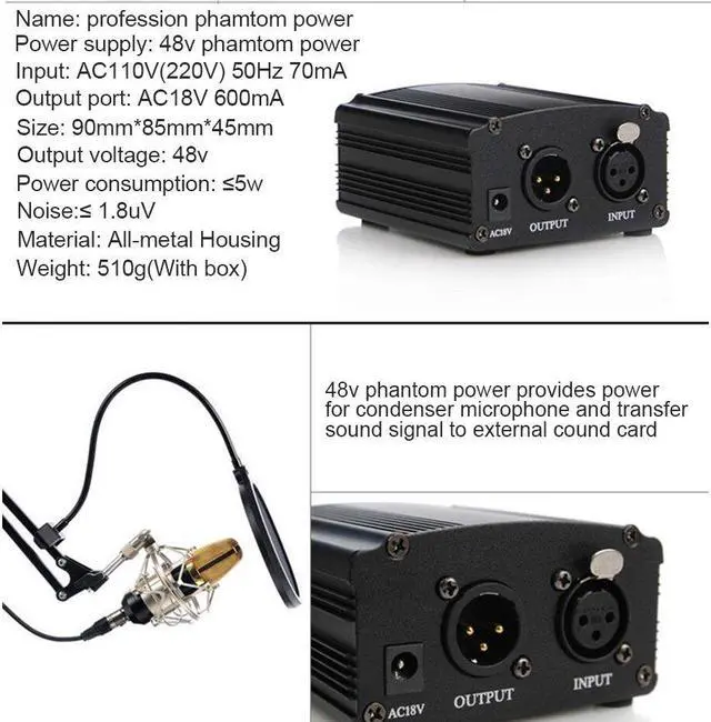 Alt view image 4 of 5 - 800 Condensador Microphone 800 Stand Desk Holder Pop Filter Tripod Sound Card for Computer Studio Karaoke Mikrafon Guitar