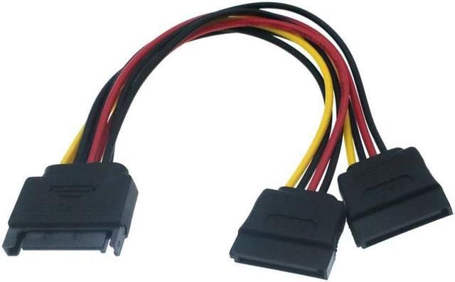 Alt view image 5 of 5 - SATA right angle 1 to 2 way 15Pin SATA power extension  male to dual female SATA SSD power port multiplier 20cm best price