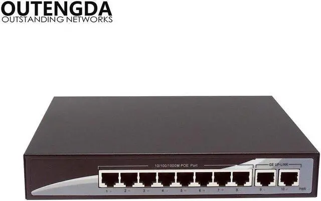Main image of 10 Port POE Switch 10/100/1000Mbps Poe Standard 802.3af/at Network Switch for IP Cameras and Wireless AP