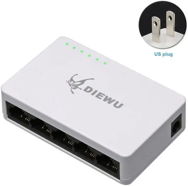 Main image of Hanging Network 5 Port Self Adaptive Splitter Hub Mini Desktop Universal Ethernet Switch Home Full Half Duplex LAN 100 Mbps