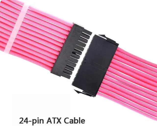 Alt view image 5 of 5 - PSU ATX 24Pin Extension Cable 18AWG GPU 8Pin/ CPU 8Pin Power Cord Cable Kits Lone snakeskin net 4 In 1/ 10 Colors