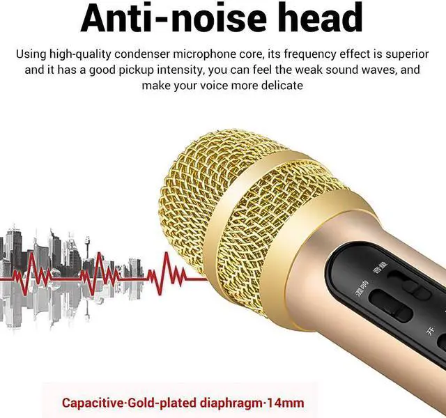 Alt view image 5 of 5 - Mobile Phone K Song Condenser Sound Card Microphone  Wireless K Song Live Singing Handheld Microphone Recorder Mic Dropship