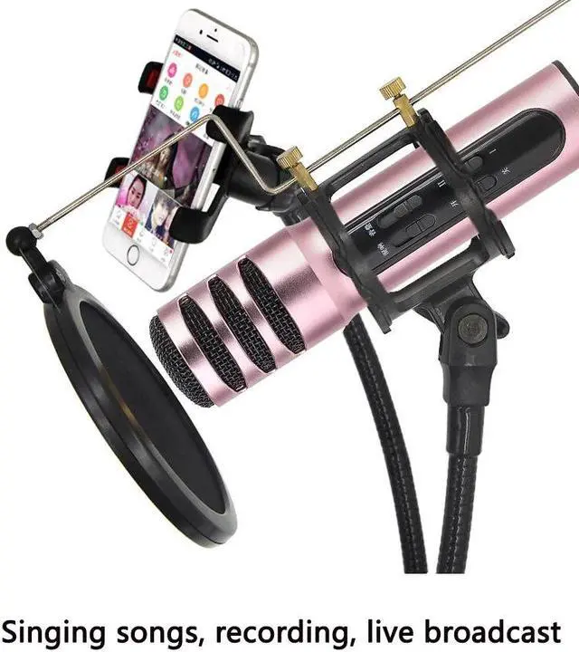 Alt view image 2 of 5 - Microphone Phone K Song Condenser Microphone Universal K-Live Portable Smart Microphone with sound card English version