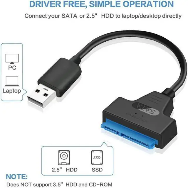 Alt view image 4 of 5 - 2.0 to SATA 22pin Adapter Converter Cable for 2.5in HDD SSD External Hard Drive Converter Dard Disk Wire Apply 2.5 inch