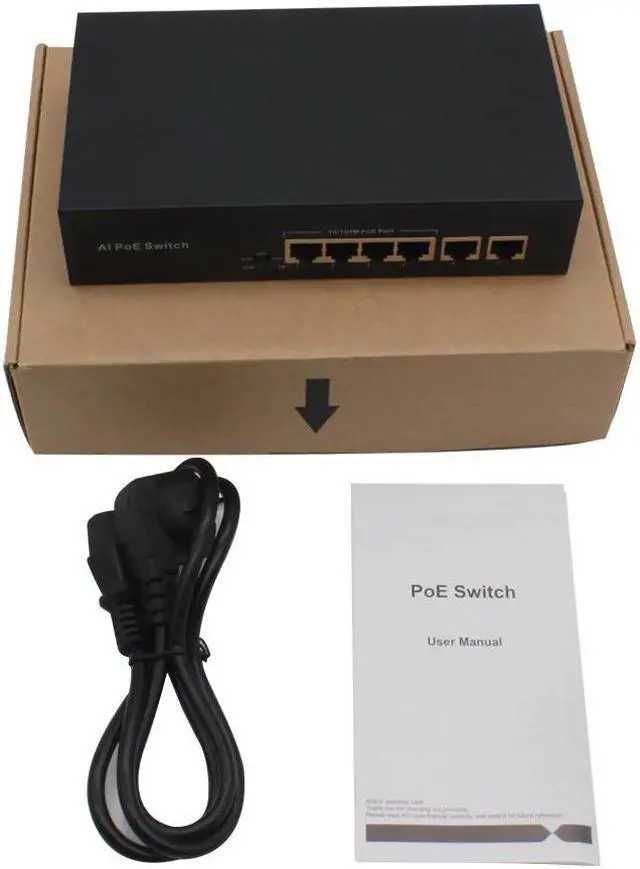 Alt view image 2 of 5 - 1+4 Ports 10/100Mbps Mini PoE Switch 48V 1A Power over Ethernet Network Switch for CCTV IP Camera