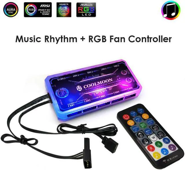 Main image of Fan Controller 12cm Remote Control Computer Case 12V PC Cooling Chassis Silent Fan Hub for Connecting/Sync to Motherboard