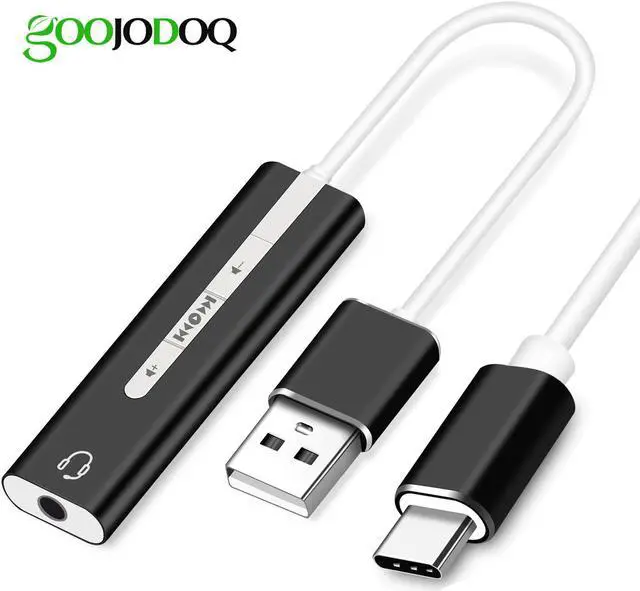 Main image of 2 IN 1 USB External Sound Card USB C / USB 3.0 to 3.5mm Jack Audio Microphone Headphone Adapter for Macbook PC Laptop Sound Card