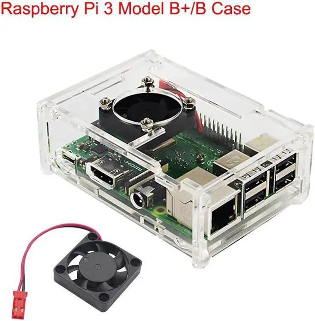 Main image of Case for Raspberry Pi 3 Model B+/Raspberry Pi 3 Transparent Box Cover Shell with Cooling Fan for Raspberry Pi