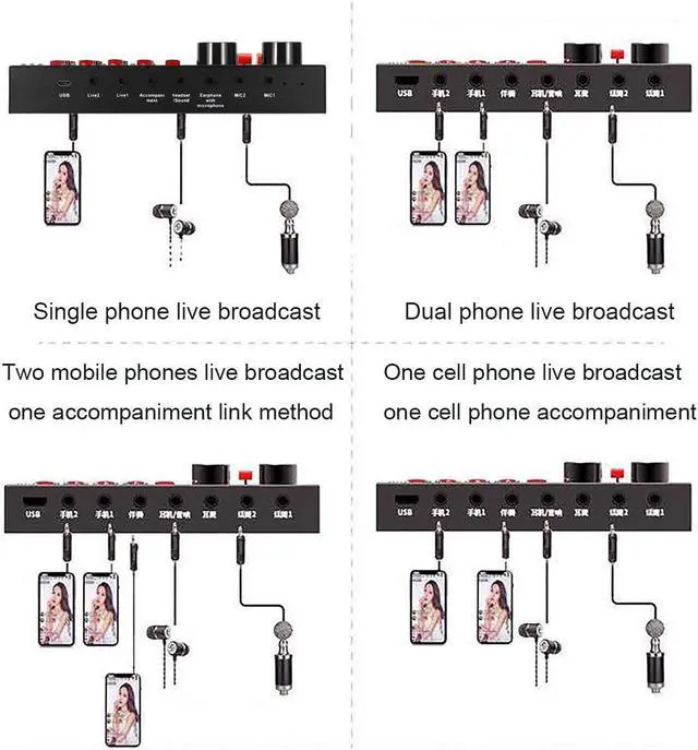 Alt view image 4 of 5 - Bluetooth Sound Card Audio USB Headset Microphone Webcast Live Sound Card for Phone Computer PC Sing