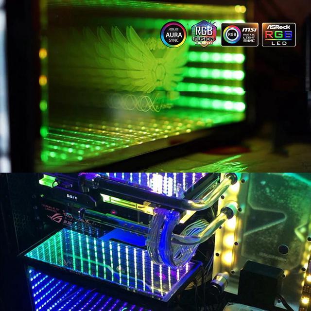 Alt view image 2 of 5 - RGB Panel 3D Lighting PC Case Transperant Stereo Decoration VGA Backplate A-RGB 12V/5V AURA SYNC Water cooler Custom