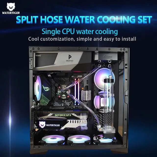 Alt view image 2 of 5 - custom desktop computer split CPU water cooling hose set graphics card water cooling radiator RGB lamp