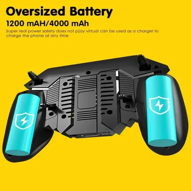 Alt view image 2 of 5 - Mobile Game Controller Gamepad With NEW AK77 Phone Cooler Fan Game Controller Grip 6 Finger TriggerJoystick For PUBG