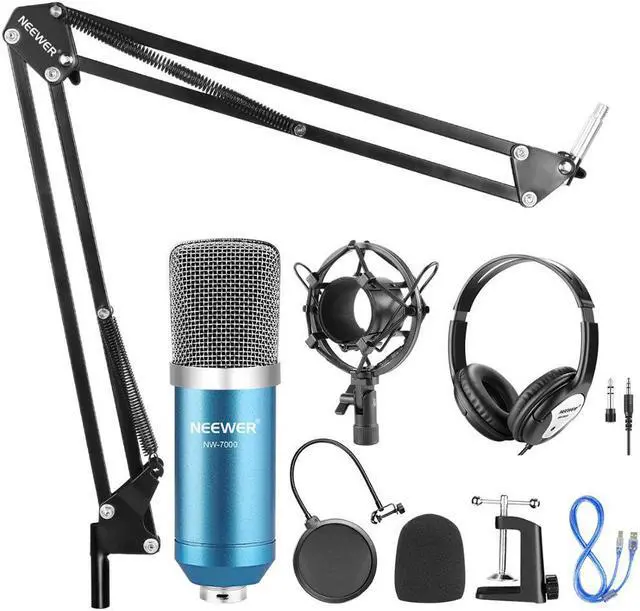 Alt view image 2 of 5 - USB Microphone for Windows and Mac with Stand, Shock Mount, Pop Filter,Kit for Broadcasting and Sound Recording (Black)