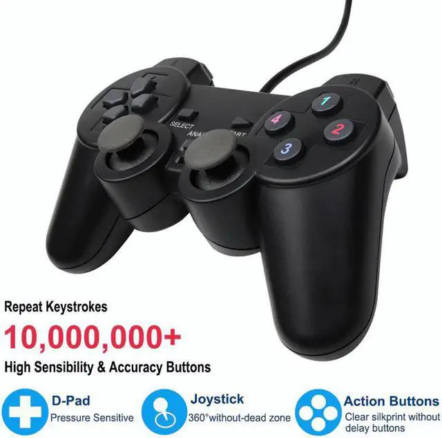 Alt view image 5 of 5 - USB Controller Gamepad For WinXP/Win7/Win8/Win10 For PC Computer Laptop Black Game Joystick