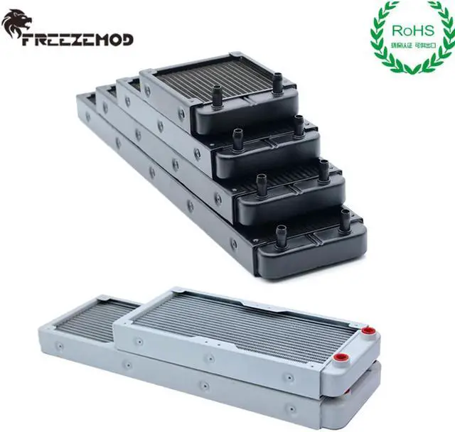 Main image of Aluminum Radiator 32mm Thickness 90/120/240/360/480mm G1/4 Thread Port Pagoda Connector ROHS Water Cooler HeatSink