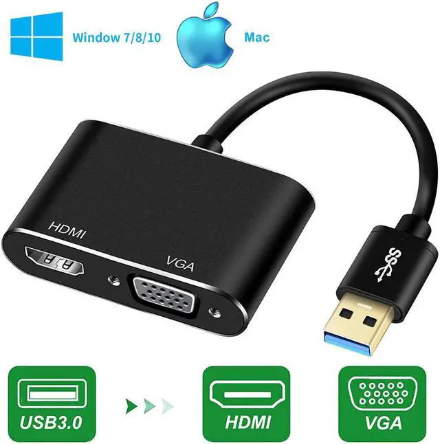 Main image of USB 3.0 to VGA Adapter HD 1080P Multi-Display 2 in1 USB to Converter Audio Video Cable For Macbook Computer