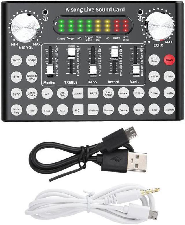 Alt view image 5 of 5 - External Sound Card Audio Interface DJ Sound Mixer for Computer Bluetooth Voice Changer  Podcast Sound Mixing Console