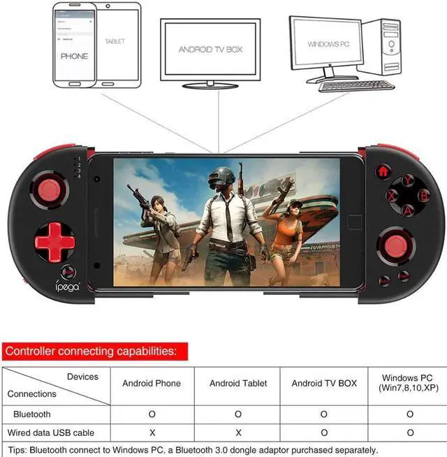 Alt view image 4 of 5 - PG-9087 Telescopic Bluetooth Wireless Controller Gamepad Extendable Joystick for ios Tablet PC Android Tv Box