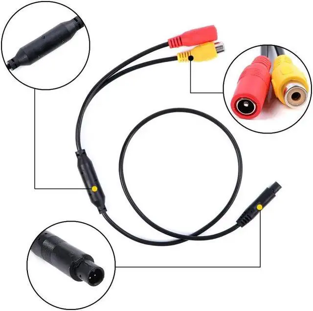 Alt view image 2 of 5 - 4-Pin Universal Backup Camera Car Camera Signal Harness To CVBS RCA Connector Signal Power Adapter Wire Harness Audio Cables