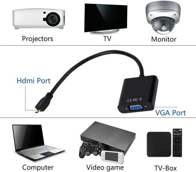 Alt view image 3 of 5 - 2018 New 1080P Micro HDMI to VGA Female Video Cable Converter Adapter Black for PC Digital Hot Hot New Bundle 1 Polybag Laptop