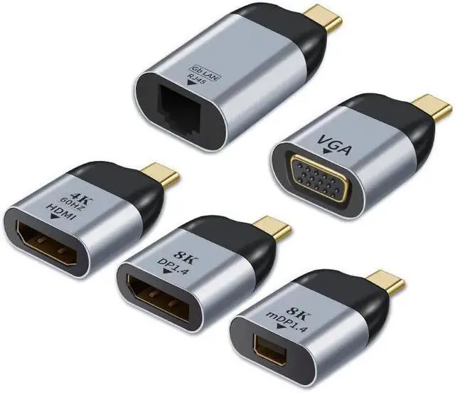 Alt view image 2 of 5 - Type-C to HDMI DP VGA miniDP RJ45 Video interface Converter Adapter PLUG Projection 4K 60Hz HD video transmission for PC