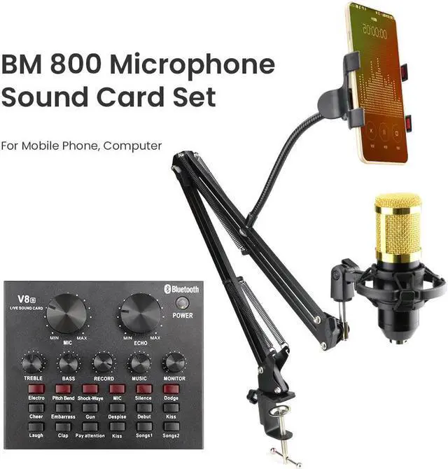 Main image of Studio bm 800 Condenser Microphone Mixer Kit Mic Sound Card Audio Interface bm800 Microphone for PC Computer Phone