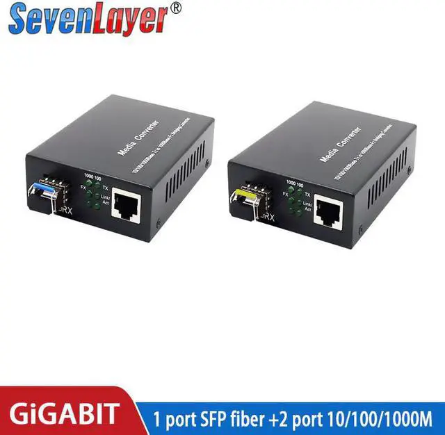 Alt view image 2 of 5 - Media Converter SFP Transceiver Module 20KM 1000Mbps Fast Ethernet RJ45 to Fiber Optic switch 2 port LC Mode  2PCS