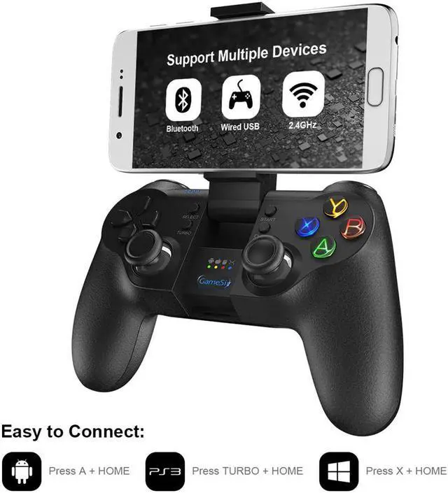 Alt view image 3 of 5 - T1s Bluetooth 4.0 and 2.4GHz Wireless Gamepad Mobile Game Controller for Android / PC / PS3 / SteamOS PUBG Joystick