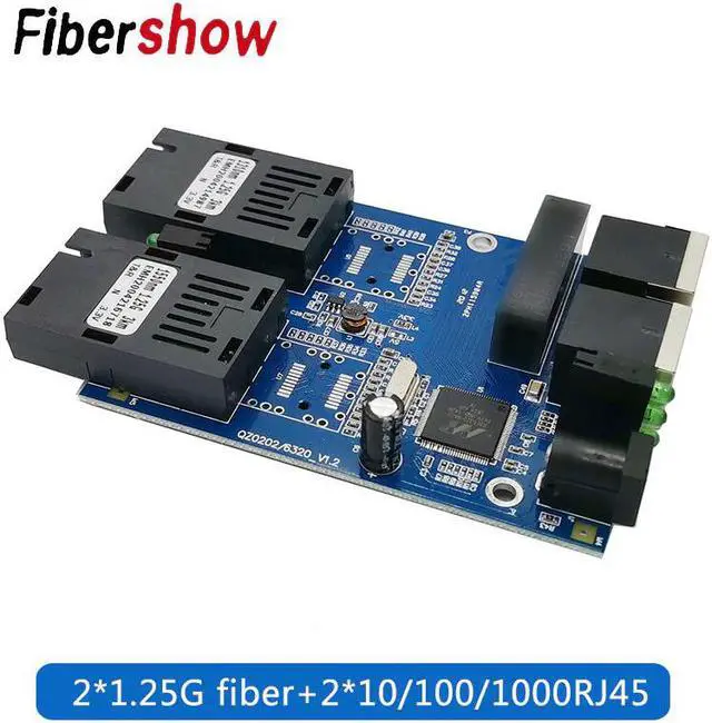 Main image of Ethernet fiber switch 2 RJ45 UTP 2 SC fiber  Fiber Optical Media Converter 2SC 2RJ45 Ethernet 10/100/1000M PCB