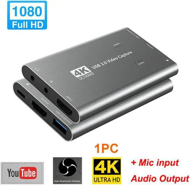 Main image of Streaming Conference Game Computer Plug And Play Grabber Video Capture Card Portable USB 3.0 Hdmi Loop Out 4K 1080P 60Hz
