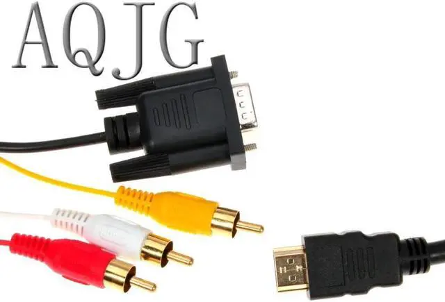 Alt view image 3 of 5 - 1pcs 1.5M 5FT Male HDMI to VGA HD15 + 3RCA Video/Audio AV Cable Golden Plated Adapter Connector Converter HD 1080p For HDTV