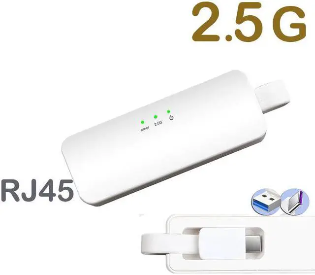 Alt view image 2 of 5 - c port to USB RJ45 USB C ethernet 2.5g lan adapter network card usb/-c lan gigabit 2.5G ethernet switch 2.5G/1000Mbps