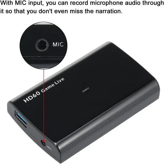 Alt view image 5 of 5 - 1080P Video Input and Output MIC Input Black ezcap266 1080P HD Video Game Capture Box for Live Video Support