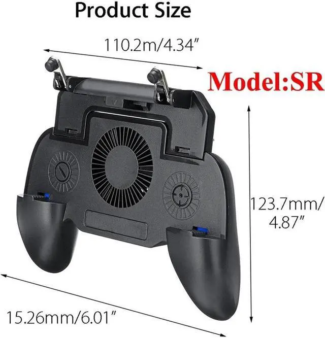 Alt view image 3 of 5 - 3 in 1 Mobile Gaming GamePad with Cooler Cooling Fan with Mobile Power Game Handle Mobile Games Controller Gamepads