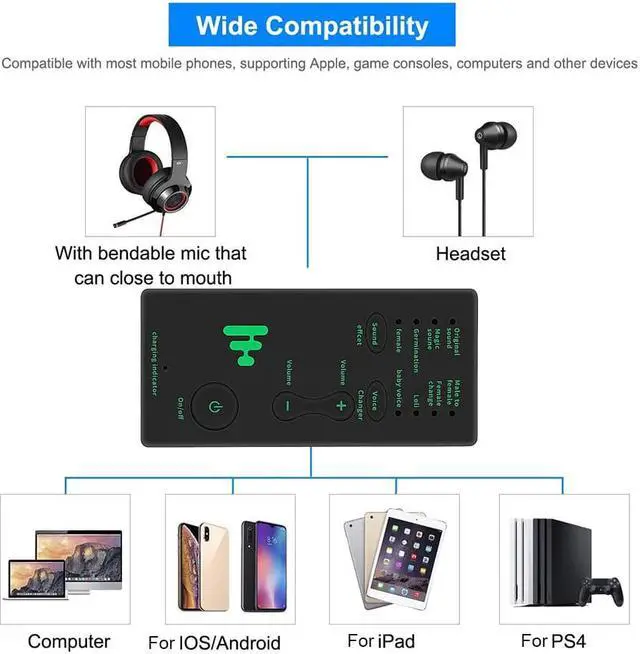 Alt view image 3 of 5 - Portable Voice Changer Voice Modulator with Adjustable Voice Functions Phone Computer Sound Card