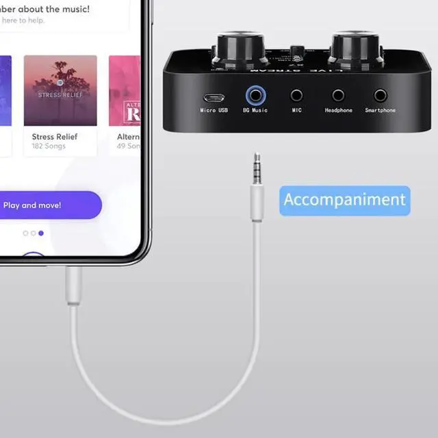 Alt view image 2 of 5 - Sound Card Headset Microphone Smartphone Webcast Personal Entertainment Live Broadcast Voice Changer for Mobile Phone C
