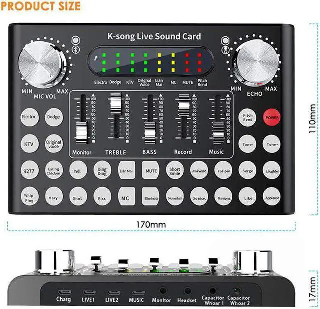 Alt view image 3 of 5 - Sound Cards Audio Interface F8/F9 18 Sound Effects Bluetooth Audio  Headset Microphon External Live Sound Card