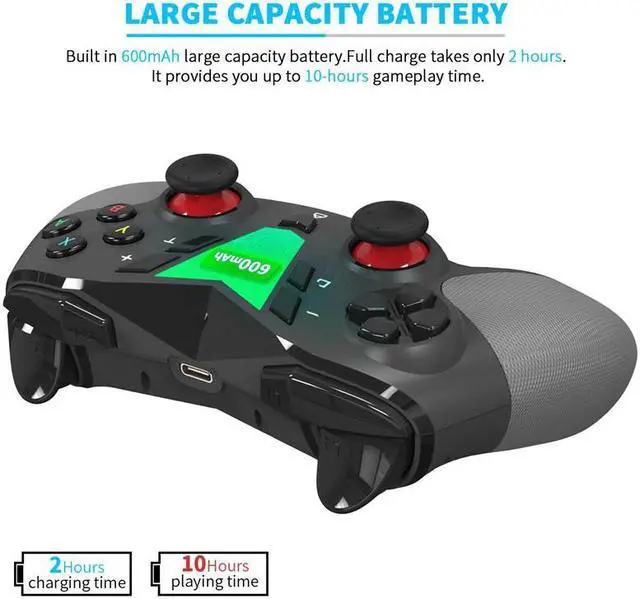 Alt view image 2 of 5 - Pro Game Controller for Nintendo Switch Bluetooth Switch Gamepad Supports 6-Axis Gyroscope 3 Gears Vibration