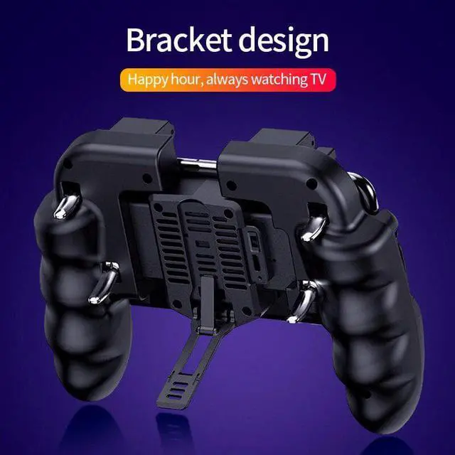 Alt view image 5 of 5 - Cooling Fan PUBG Game Controller Six Finger Trigger Pubg-Gamepad Shooting Fire Mobile Phone Joystick for Android IOS Phones