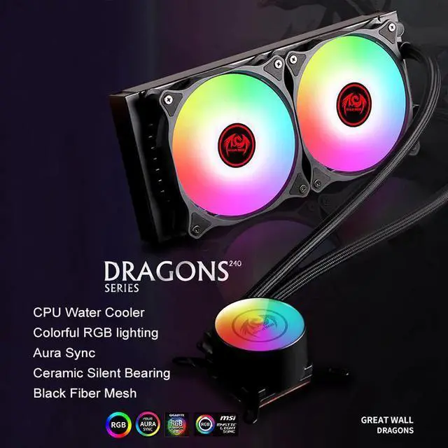 Alt view image 4 of 5 - CPU Water Cooler RGB PC Aura Sync 12cm Fan Radiator for LGA 1150 1151 2011 2066 775 AM3+ AM4 ARGB CPU Liquid Cooling