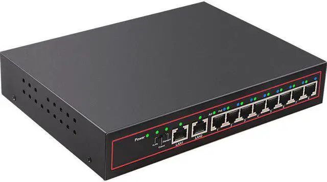 Alt view image 5 of 7 - 10/100M 52V standard 10 ports RJ45 Vlan function POE Network lan HUB switch IP camera switcher
