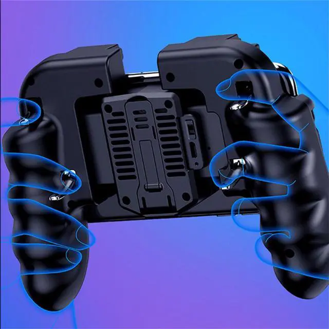 Alt view image 4 of 5 - Mobile Gamepad Controller Trigger Fire Button Shooter For iOS Android Phone 4 fingers operate at the same time for