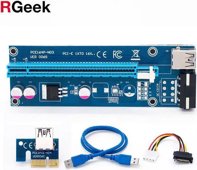 Main image of Blue 60cm PCI-E extender PCI Express Riser Card 1x to 16x USB 3.0 SATA to 4Pin IDE Molex Power for BTC Mining Miner