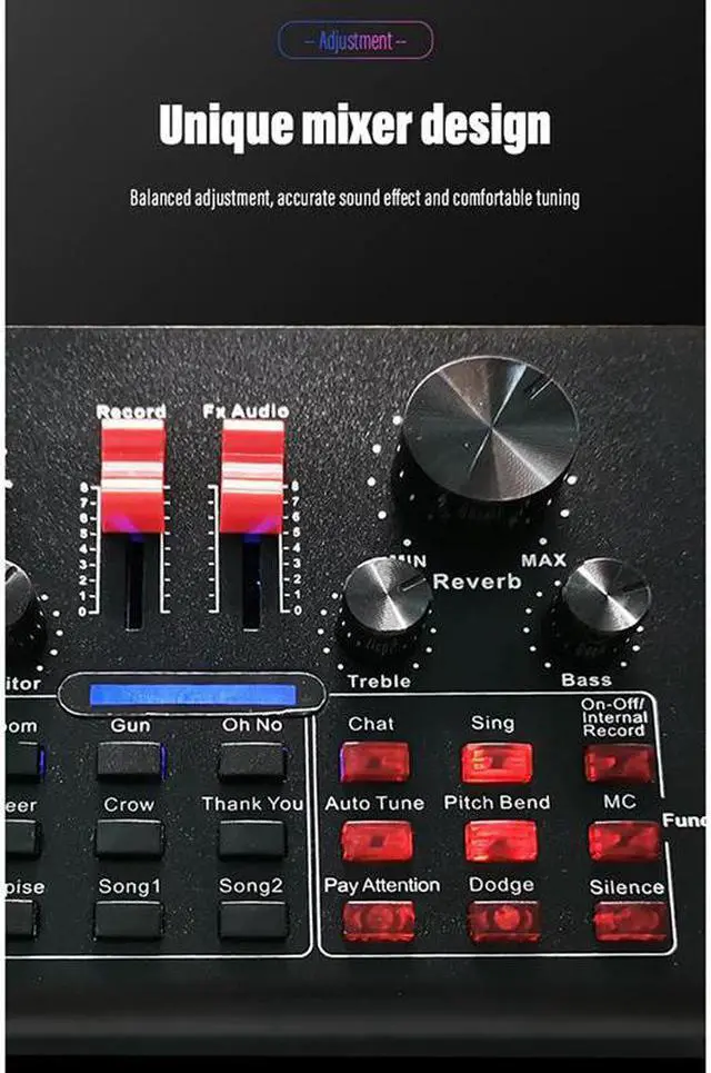 Alt view image 4 of 5 - PRO Live Sound Card o Mixer Bluetooth 15 Multiple Modes Sound Effects for Computer Phones Singing and Recording