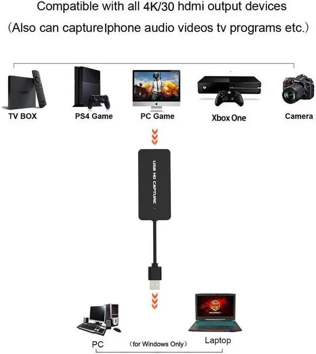 Alt view image 5 of 5 - 4k 30 USB 2.0 Video Capture Card HDMI 1080P 60fps Audio Video Grabber Record for PS4 Switch TV Box Camera Support Live Streaming